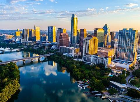 Aerial shot of Austin, Texas