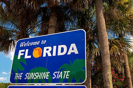 Florida state welcome sign
